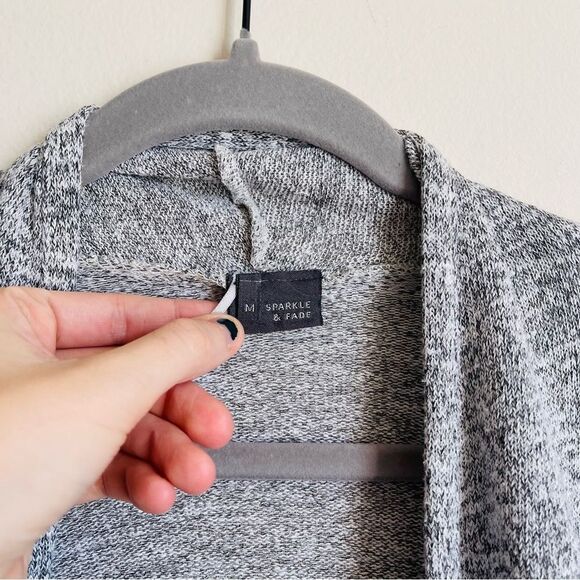 Sparkle & Fade UO Gray High Low Oversized Open Knit Cardigan - Picture 6 of 8